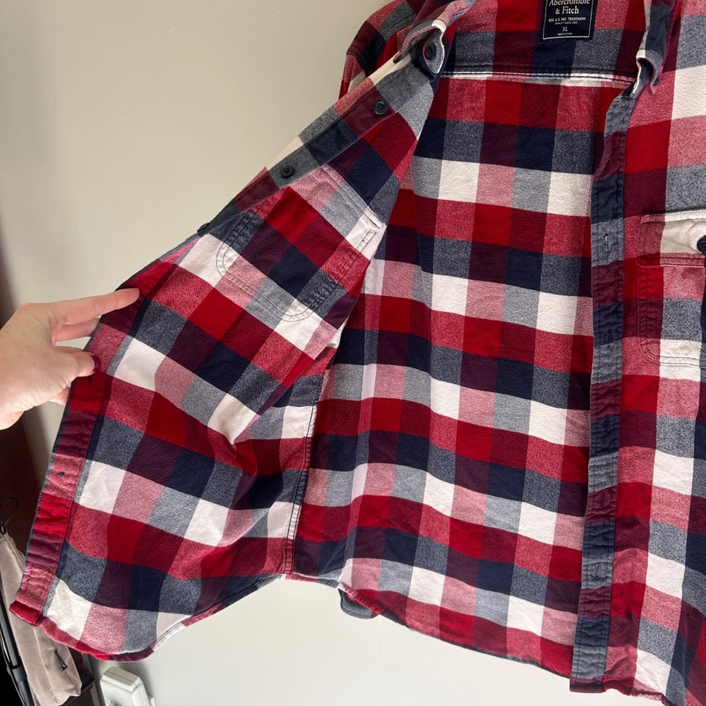 Y2K ABERCROMBIE & FITCH Buffalo Plaid Button Down Flannel Shirt Indie | Men’s XL - Picture 4 of 16